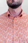 Koszula męska Slim CDR69 - 3D pomarańczowa wzór pasley