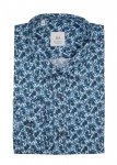 Koszula męska Slim - niebieska w roślinny wzór
