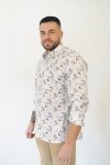 Koszula męska Slim CDR57 - 3D biała w kwiatowy wzór