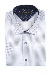 Koszula męska slim - biała w geometryczny wzór