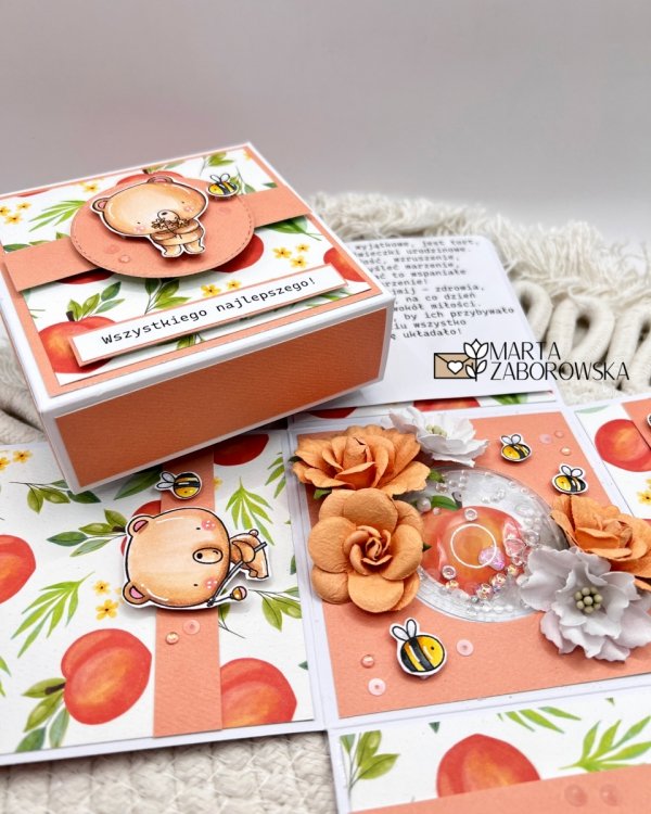 Exploding box na urodziny z misiami