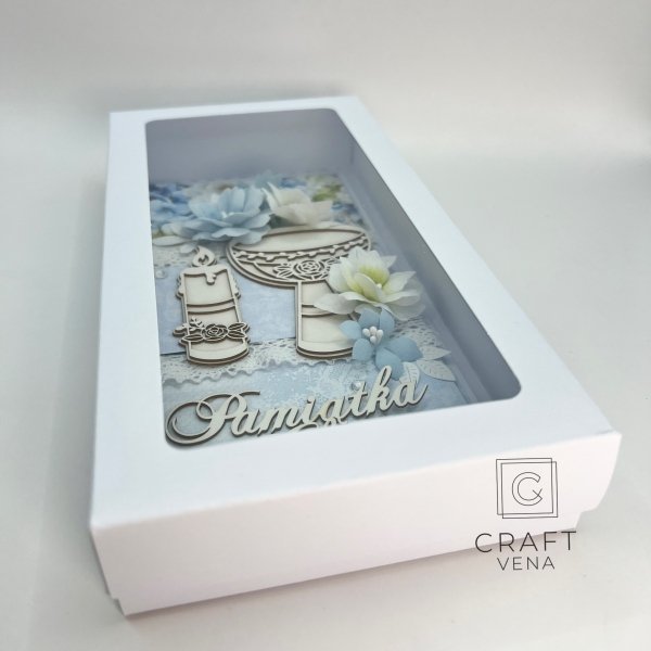 Kartka ręcznie robiona na Chrzest Święty z pudełkiem 02 | Craftvena