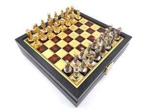 Ekskluzywne szachy metalowe Dynastia Macedońska - Szachownica 20x20cm - SK1