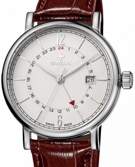 Zegarek damski SWIZA ALZA GMT, SST, white, brown WAT.0142.1001