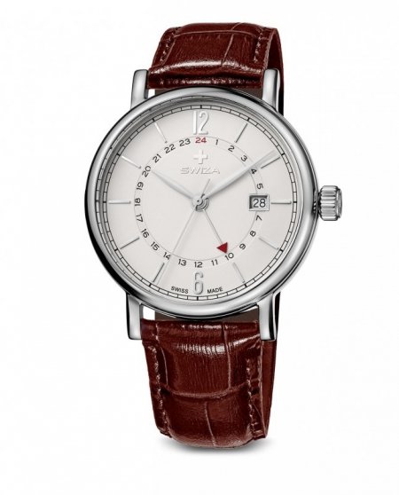 Zegarek damski SWIZA ALZA GMT, SST, white, brown WAT.0142.1001