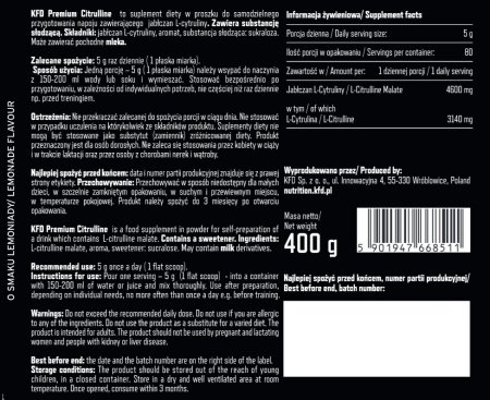 KFD Premium Citrulline 400 g Lemoniadowy