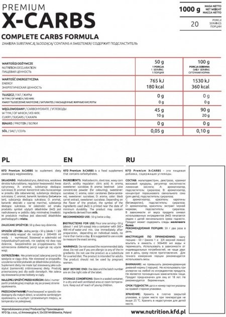 KFD X-CARBS 1000 g Jabłkowo-wiśniowy