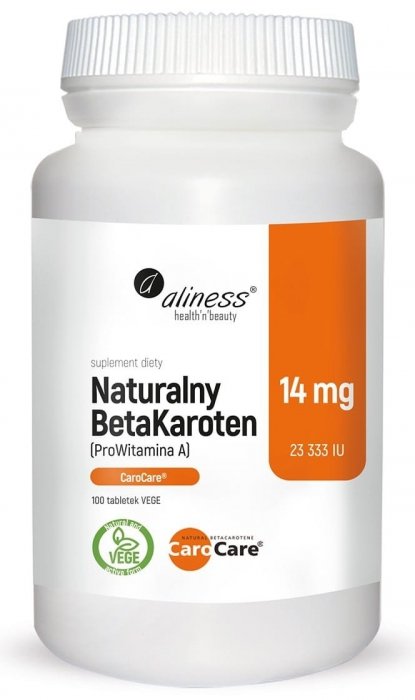 Naturalny BetaKaroten 14 mg (ProWitamina A) x 100 tabletek  Aliness 