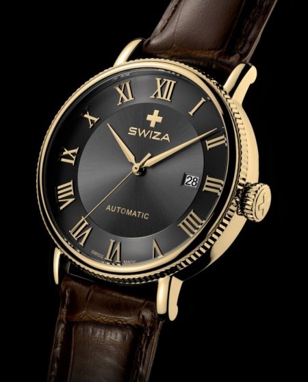 Zegarek SWIZA Alza AUTO RG grey-brown WAT.0156.1401
