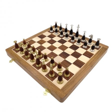 Ekskluzywne szachy mosiężno-drewniane G635