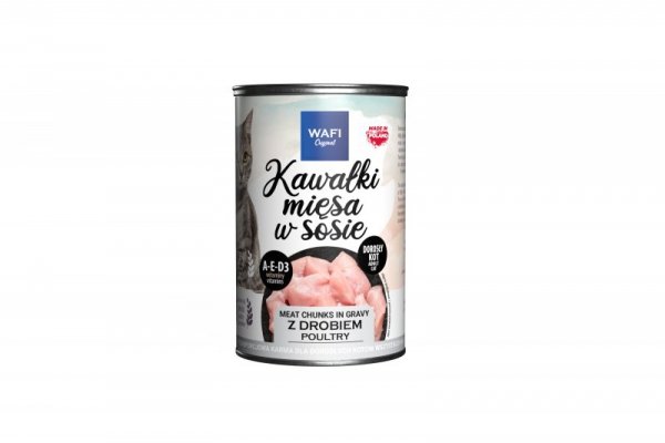 WAFI puszka kawałki mięsne dla kota z drobiem 415g