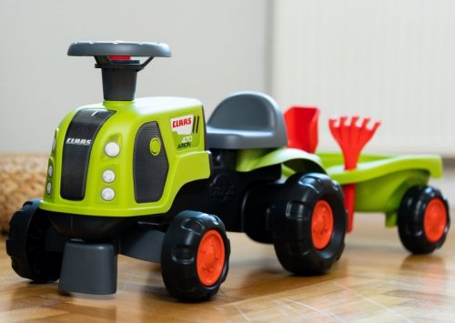 FALK Jeździk Claas 470 Arion Zielony z Przyczepką  + Zestaw do piasku