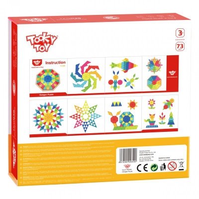 TOOKY TOY  Puzzle Ośmiokątne Drewniana Mozaika Edukacyjna (73el.)