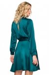 Makover K157 sukienka rozkloszowana zielona tył