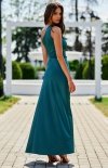 Asymetryczna satynowa sukienka maxi zielona 0461-2