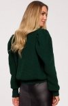 Krótki sweter z bufkami zielony M629 tył