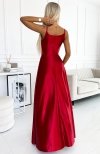 Numoco 299-14 CHIARA elegancka maxi długa satynowa suknia na ramiączkach tył