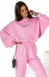 Dres Heart – oversizowa bluza i spodnie z szeroką gumą w pasie róż cukierek-1