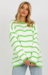 Oversizowy sweter w paski jasno zielony-1
