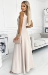 Numoco 299-6 CHIARA elegancka maxi suknia na ramiączkach tył