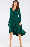 Awama asymetryczna sukienka midi zielona A456-1