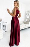 Numoco 299-13 CHIARA elegancka maxi długa satynowa suknia na ramiączkach tył