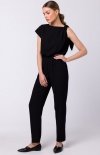 Stylove S345 czarny kombinezon z ozdobnym wiązaniem