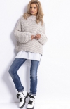 Ciepły sweter alpaka beż F790-1