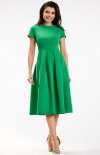 Awama A569 sukienka midi z zakładkami zielona