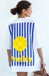 Oversizowy t-shirt damski długi cytryna tył