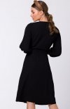 Stylove S340 dzienna sukienka z wiązaniem czarna tył