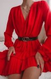 Lola Fashion plisowana sukienka czerwona-1