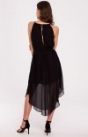K137 asymetryczna czarna szyfonowa sukienka tył