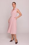Stylove S409 sukienka z rozpinanym dekoltem pudrowa 