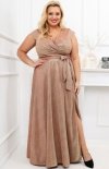 Duet Amanda długa sukienka plus size lux ciemne złoto