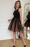 Bicotone 283-16 czarna rozkloszowana sukienka z tiulem