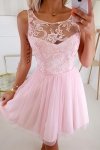 Koktajlowa sukienka z tiulem różowa 2207-12-2