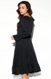 Rozkloszowana sukienka z wiązaniem czarna L313 tył