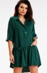 Awama A584 butelkowa zieleń koszulowa sukienka