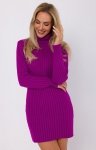 Moe M770 sukienka sweterkowa z golfem fioletowa
