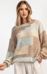 Casualowy sweter z wełny F1895 beżowy
