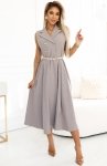 Numoco 596-2 elegancka szmizjerka midi ze złotymi guzikami i paskiem 