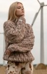 Fobya wełniany sweter o grubym splocie F1717 mocca