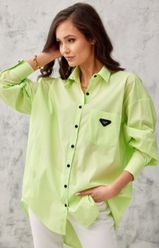 Oversizowa koszula damska limonka 0123