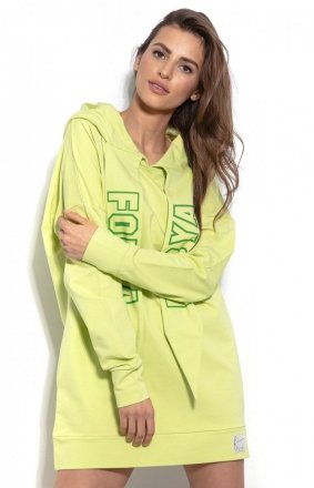 *Długa bluza z kapturem limonka F931 *Długa bluza z kapturem limonka F931