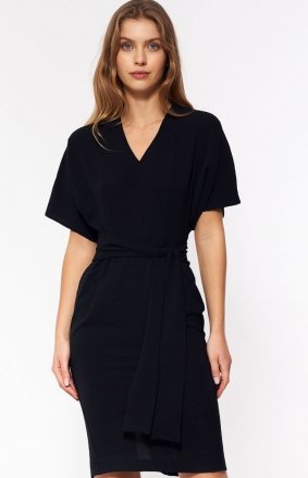 Nife czarna sukienka z wiązaniem S204