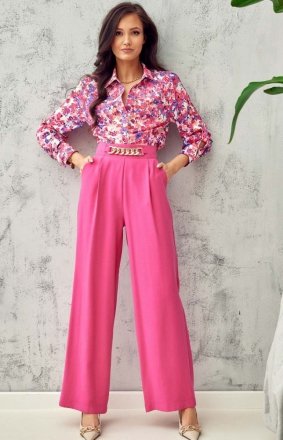 Szerokie spodnie plazzo różowe 0011