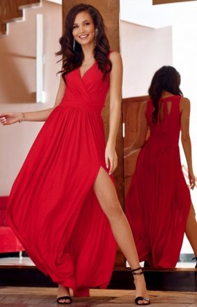 Wieczorowa długa sukienka czerwona Roco 0224