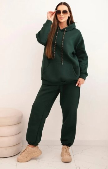 Komplet dresowy damski ocieplany zielony
