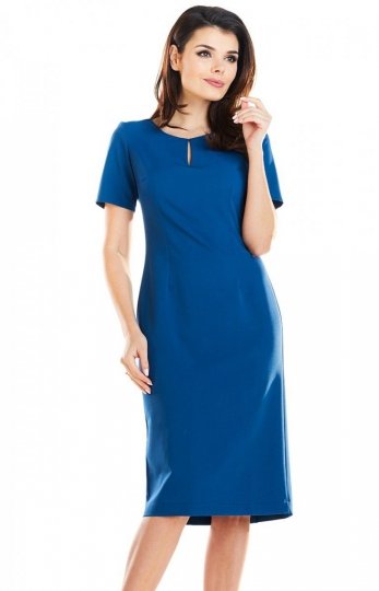 Dopasowana sukienka midi niebieska A252